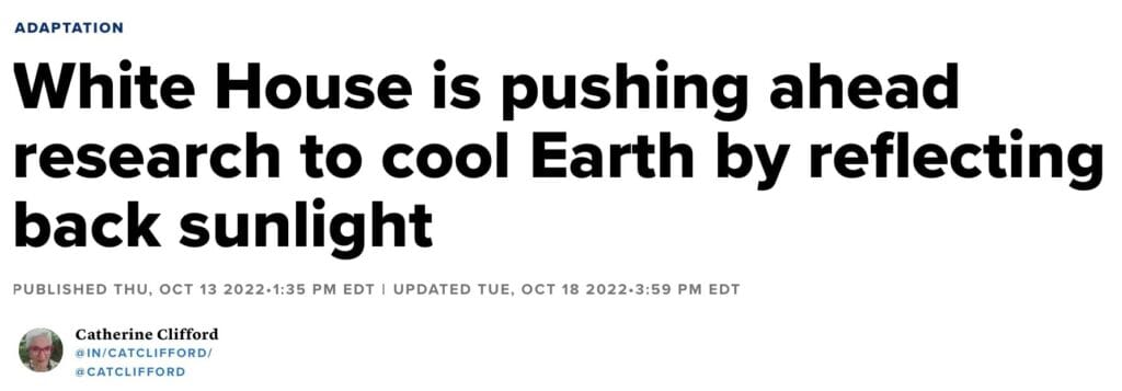 White House is pushing ahead
research to cool Earth by reflecting
back sunlight